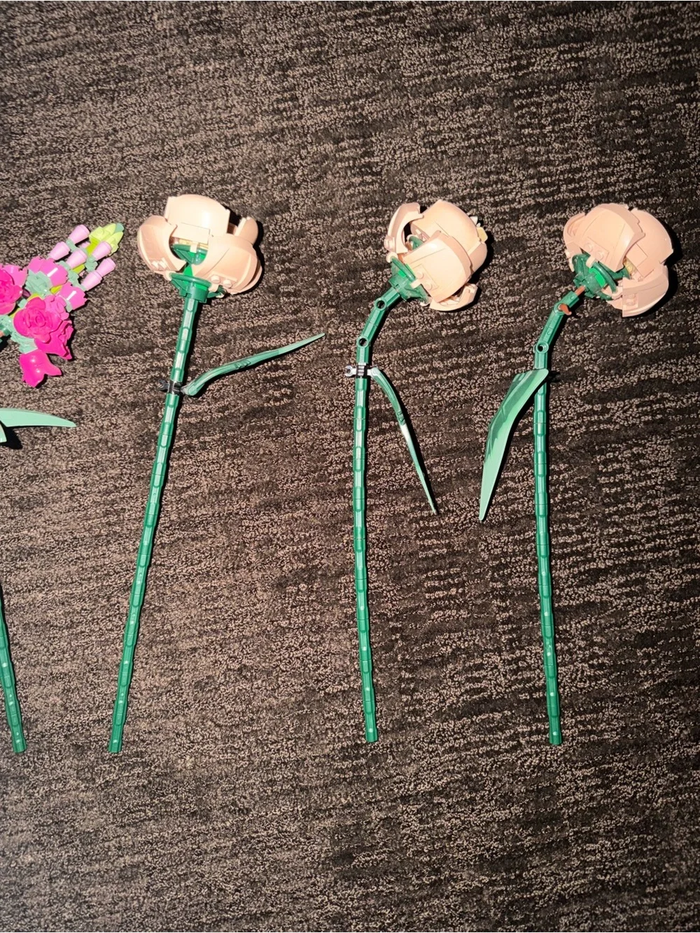 Lego Flower Stems with Orange, White, Yellow, Purple and Green Elements